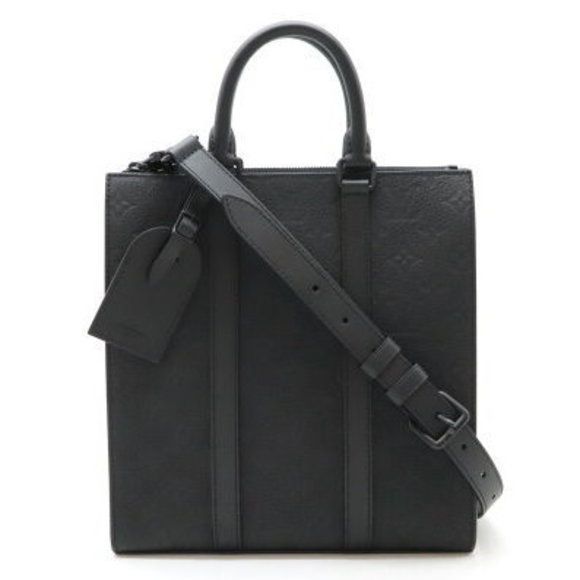 Louis Vuitton Monogram Taurillon Sac Plat Cross Shoulder Bag Noir Black - Picture 1 of 8